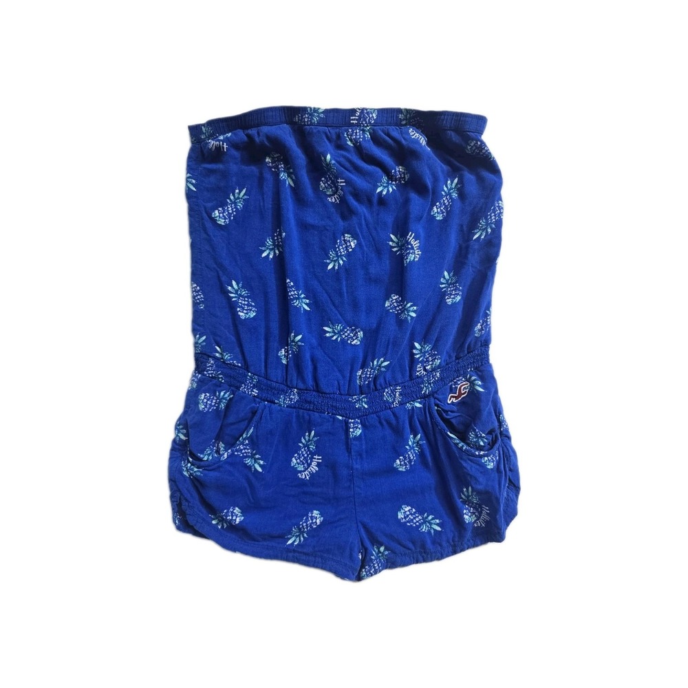 Hollister Strapless Romper Women's Small Blue Pineapple Beach Y2K